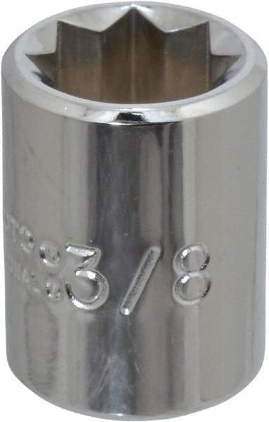 Proto - 3/8", 1/4" Drive, Standard Hand Socket - 8 Points, 7/8" OAL, Chrome Finish - Exact Tool & Supply
