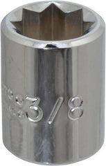 Proto - 3/8", 1/4" Drive, Standard Hand Socket - 8 Points, 7/8" OAL, Chrome Finish - Exact Tool & Supply