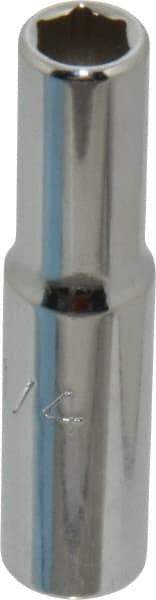 Proto - 1/4", 1/4" Drive, Deep Hand Socket - 6 Points, 2" OAL, Chrome Finish - Exact Tool & Supply