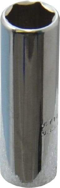 Proto - 7/16", 1/4" Drive, Deep Hand Socket - 6 Points, 2" OAL, Chrome Finish - Exact Tool & Supply