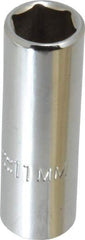 Proto - 1/4" Drive, Deep Hand Socket - 6 Points, 1-15/16" OAL, Chrome Finish - Exact Tool & Supply