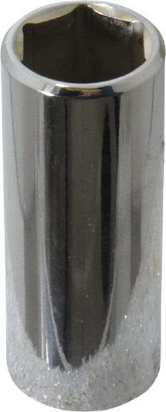 Proto - 1/4" Drive, Deep Hand Socket - 6 Points, 1-15/16" OAL, Chrome Vanadium, Chrome Finish - Exact Tool & Supply