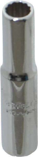 Proto - 1/4", 1/4" Drive, Deep Hand Socket - 12 Points, 2" OAL, Chrome Finish - Exact Tool & Supply