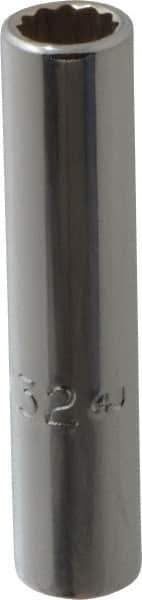 Proto - 9/32", 1/4" Drive, Deep Hand Socket - 12 Points, 2" OAL, Chrome Finish - Exact Tool & Supply