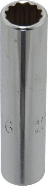 Proto - 5/16", 1/4" Drive, Deep Hand Socket - 12 Points, 2" OAL, Chrome Finish - Exact Tool & Supply