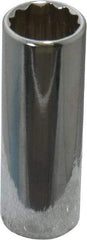 Proto - 1/2", 1/4" Drive, Deep Hand Socket - 12 Points, 2" OAL, Chrome Finish - Exact Tool & Supply