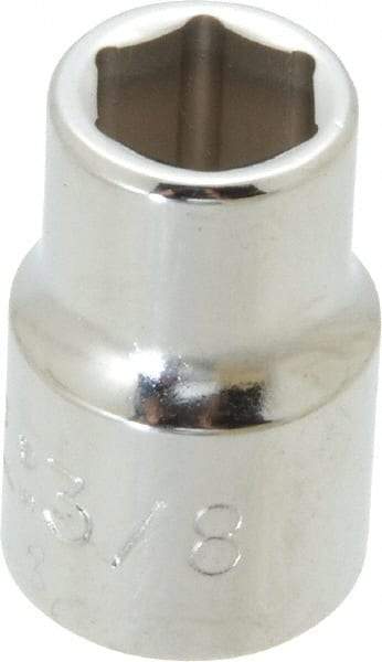 Proto - 3/8", 3/8" Drive, Standard Hand Socket - 6 Points, 1-3/32" OAL, Chrome Finish - Exact Tool & Supply