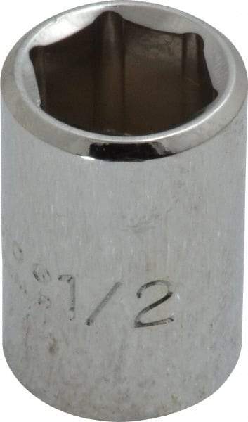Proto - 1/2", 3/8" Drive, Standard Hand Socket - 6 Points, 1-1/8" OAL, Chrome Finish - Exact Tool & Supply