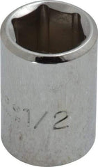Proto - 1/2", 3/8" Drive, Standard Hand Socket - 6 Points, 1-1/8" OAL, Chrome Finish - Exact Tool & Supply