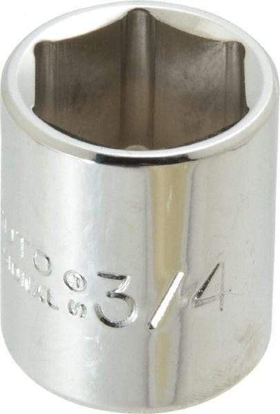 Proto - 3/4", 3/8" Drive, Standard Hand Socket - 6 Points, 1-3/16" OAL, Chrome Finish - Exact Tool & Supply