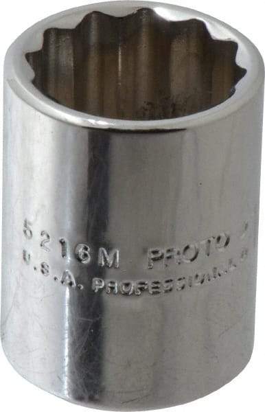 Proto - 3/8" Drive, Standard Hand Socket - 12 Points, 1-1/8" OAL, Chrome Finish - Exact Tool & Supply
