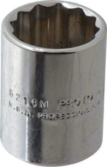 Proto - 3/8" Drive, Standard Hand Socket - 12 Points, 1-1/8" OAL, Chrome Finish - Exact Tool & Supply