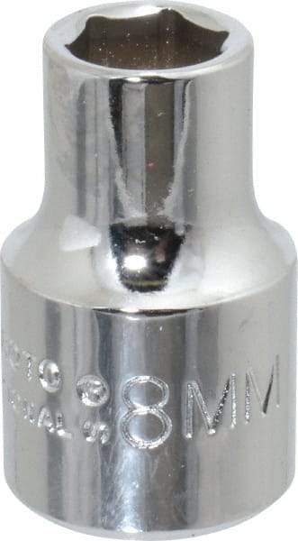 Proto - 3/8" Drive, Standard Hand Socket - 12 Points, 2-1/8" OAL, Chrome Finish - Exact Tool & Supply