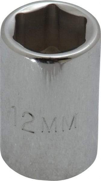 Proto - 3/8" Drive, Standard Hand Socket - 6 Points, 1-1/8" OAL, Chrome Finish - Exact Tool & Supply