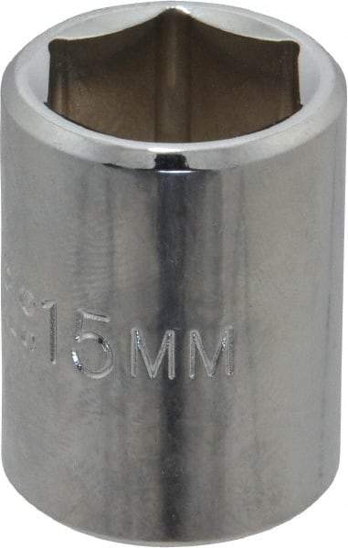 Proto - 3/8" Drive, Standard Hand Socket - 6 Points, 1-1/8" OAL, Chrome Finish - Exact Tool & Supply