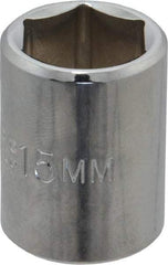 Proto - 3/8" Drive, Standard Hand Socket - 6 Points, 1-1/8" OAL, Chrome Finish - Exact Tool & Supply