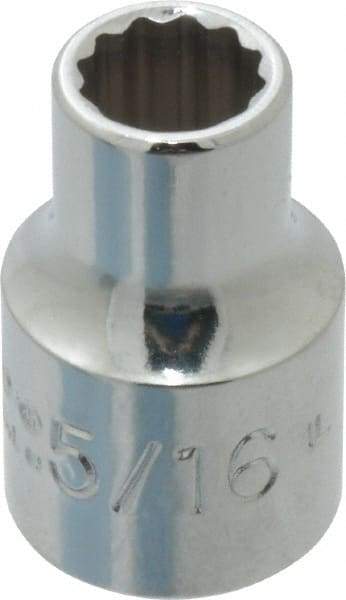 Proto - 5/16", 3/8" Drive, Standard Hand Socket - 12 Points, 1-3/32" OAL, Chrome Finish - Exact Tool & Supply