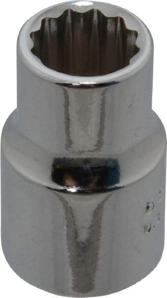 Proto - 3/8", 3/8" Drive, Standard Hand Socket - 12 Points, 1-3/32" OAL, Chrome Finish - Exact Tool & Supply