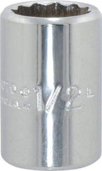 Proto - 1/2", 3/8" Drive, Standard Hand Socket - 12 Points, 1-1/8" OAL, Chrome Finish - Exact Tool & Supply
