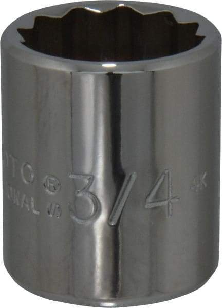 Proto - 3/4", 3/8" Drive, Standard Hand Socket - 12 Points, 1-3/16" OAL, Chrome Finish - Exact Tool & Supply