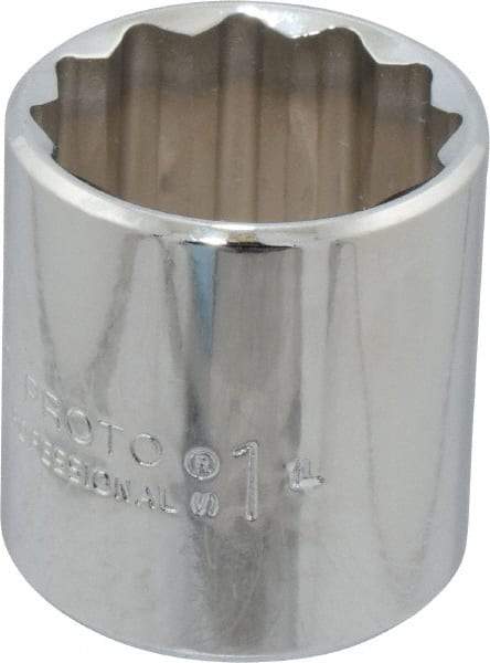 Proto - 1", 3/8" Drive, Standard Hand Socket - 12 Points, 1-3/8" OAL, Chrome Finish - Exact Tool & Supply