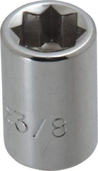 Proto - 3/8", 3/8" Drive, Standard Hand Socket - 8 Points, 1-5/64" OAL, Chrome Finish - Exact Tool & Supply