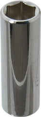 Proto - 1/2", 3/8" Drive, Deep Hand Socket - 6 Points, 2-1/8" OAL, Chrome Finish - Exact Tool & Supply
