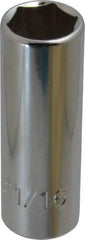 Proto - 11/16", 3/8" Drive, Deep Hand Socket - 6 Points, 2-3/4" OAL, Chrome Finish - Exact Tool & Supply