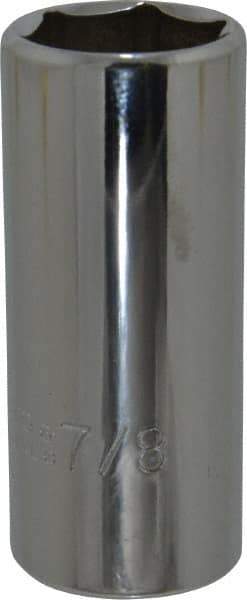 Proto - 7/8", 3/8" Drive, Deep Hand Socket - 6 Points, 2-3/4" OAL, Chrome Finish - Exact Tool & Supply