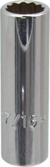 Proto - 7/16", 3/8" Drive, Deep Hand Socket - 12 Points, 2-1/8" OAL, Chrome Finish - Exact Tool & Supply