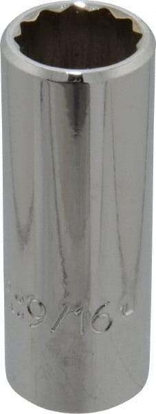Proto - 9/16", 3/8" Drive, Deep Hand Socket - 12 Points, 2-1/8" OAL, Chrome Finish - Exact Tool & Supply