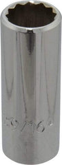 Proto - 9/16", 3/8" Drive, Deep Hand Socket - 12 Points, 2-1/8" OAL, Chrome Finish - Exact Tool & Supply