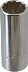 Proto - 13/16", 3/8" Drive, Deep Hand Socket - 12 Points, 2-3/4" OAL, Chrome Finish - Exact Tool & Supply