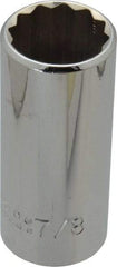 Proto - 7/8", 3/8" Drive, Deep Hand Socket - 12 Points, 2-3/4" OAL, Chrome Vanadium, Chrome Finish - Exact Tool & Supply