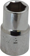Proto - 1/2", 1/2" Drive, Standard Hand Socket - 6 Points, 1-31/64" OAL, Chrome Finish - Exact Tool & Supply