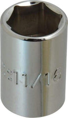 Proto - 11/16", 1/2" Drive, Standard Hand Socket - 6 Points, 1-1/2" OAL, Chrome Finish - Exact Tool & Supply