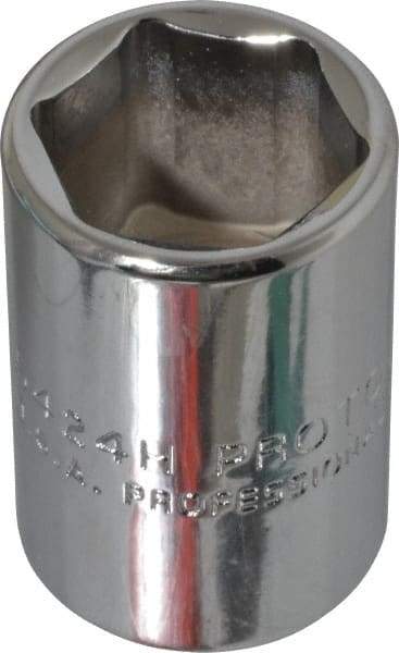 Proto - 3/4", 1/2" Drive, Standard Hand Socket - 6 Points, 1-1/2" OAL, Chrome Finish - Exact Tool & Supply