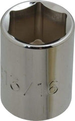 Proto - 13/16", 1/2" Drive, Standard Hand Socket - 6 Points, 1-1/2" OAL, Chrome Finish - Exact Tool & Supply