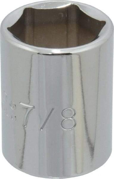Proto - 7/8", 1/2" Drive, Standard Hand Socket - 6 Points, 1-9/16" OAL, Chrome Finish - Exact Tool & Supply