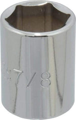 Proto - 7/8", 1/2" Drive, Standard Hand Socket - 6 Points, 1-9/16" OAL, Chrome Finish - Exact Tool & Supply
