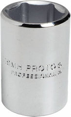 Proto - 15/16", 1/2" Drive, Standard Hand Socket - 6 Points, 1-9/16" OAL, Chrome Finish - Exact Tool & Supply