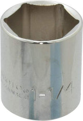 Proto - 1-1/4", 1/2" Drive, Standard Hand Socket - 6 Points, 1-55/64" OAL, Chrome Finish - Exact Tool & Supply