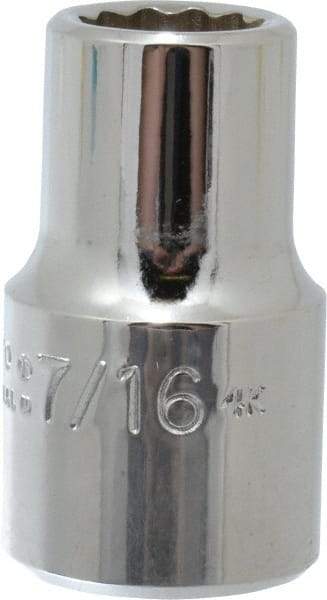 Proto - 7/16", 1/2" Drive, Standard Hand Socket - 12 Points, 1-31/64" OAL, Chrome Vanadium, Chrome Finish - Exact Tool & Supply