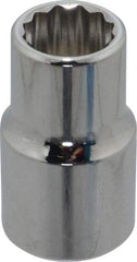 Proto - 1/2", 1/2" Drive, Standard Hand Socket - 12 Points, 1-31/64" OAL, Chrome Finish - Exact Tool & Supply