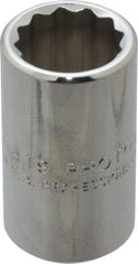 Proto - 19/32", 1/2" Drive, Standard Hand Socket - 12 Points, 1-1/2" OAL, Chrome Finish - Exact Tool & Supply