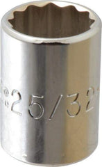 Proto - 25/32", 1/2" Drive, Standard Hand Socket - 12 Points, 1-1/2" OAL, Chrome Finish - Exact Tool & Supply