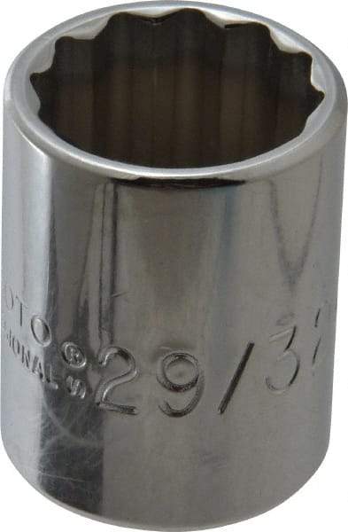 Proto - 29/32", 1/2" Drive, Standard Hand Socket - 12 Points, 1-9/16" OAL, Chrome Finish - Exact Tool & Supply