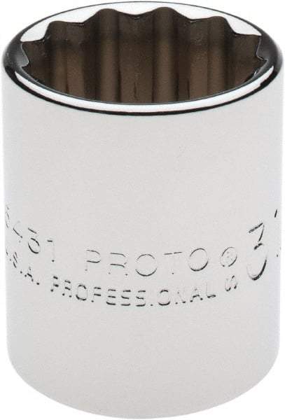 Proto - 31/32", 1/2" Drive, Standard Hand Socket - 12 Points, 1-9/16" OAL, Chrome Finish - Exact Tool & Supply