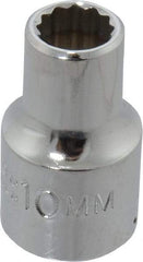 Proto - 1/2" Drive, Standard Hand Socket - 12 Points, 1-1/2" OAL, Chrome Finish - Exact Tool & Supply