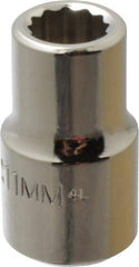 Proto - 1/2" Drive, Standard Hand Socket - 12 Points, 1-1/2" OAL, Chrome Finish - Exact Tool & Supply
